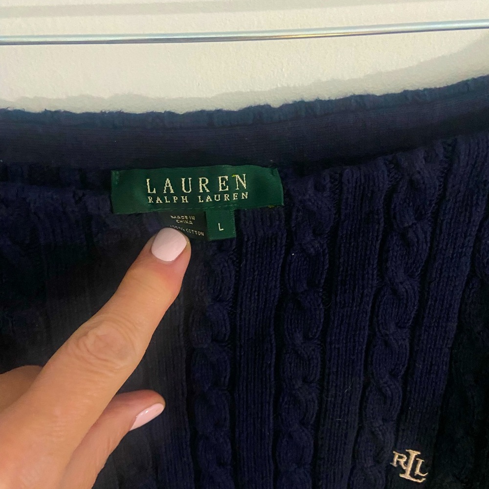 Lauren Ralph Lauren, navy, size L adorable sweater (3/4 sleeves).